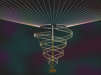 Spiral Metal Structure With Radial Lines In Modern Artistic Installation Design 3d model