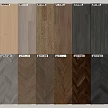 Various Colored Wooden Flooring With Natural Grain And Herringbone Patterns