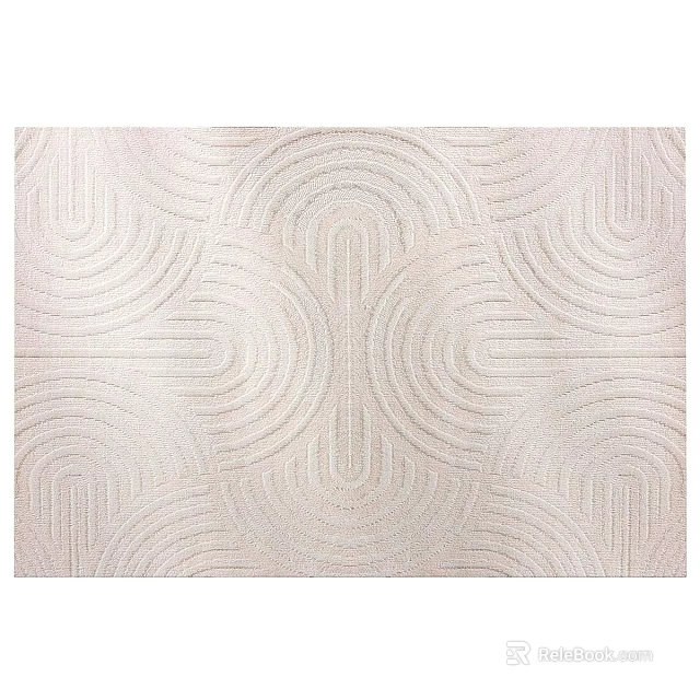 Elegant Square Light Beige Rug With Curved Geometric Patterns For Modern Home Decor 3d model 