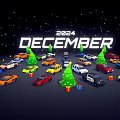 Colorful 2024 December Cars Display With Christmas Trees And Gifts
