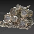 Natural Wood Logs Stacked With Rustic Stone Base And Natural Texture Design