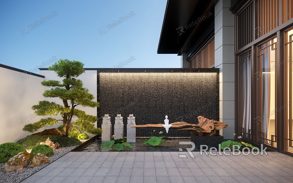 New Chinese Courtyard Courtyard Landscape model