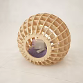 Wooden Spherical Home Living Accessory With Hollow Design And Small Box Inside