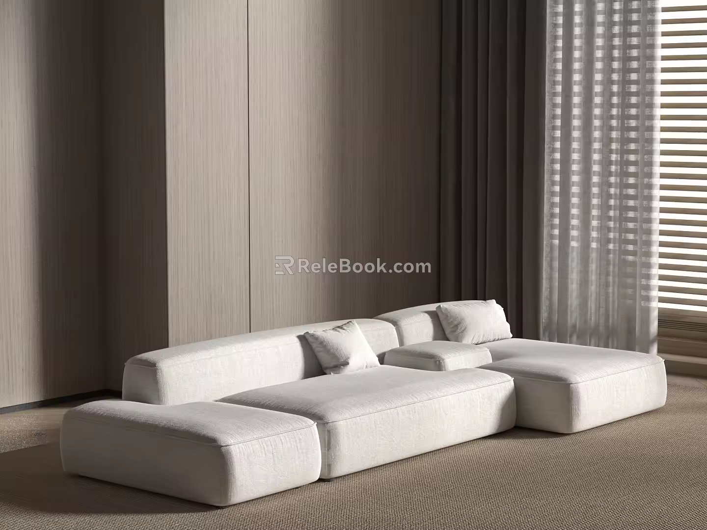Modern Simple Multi-person Sofa Tofu Block Sofa Corner Sofa Living Room Sofa Module Sofa 3d model