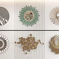 Decorative Wall Hangings With Mirror Accents And Geometric Patterns In Metallic Finishes