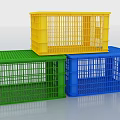Colorful Plastic Mesh Storage Baskets in Yellow Green and Blue Shades