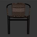 Modern Woven Chair With Brown Seat Backrest And Black Metal Frame