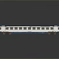 Blue And White Train Carriage Model With Windows On Reflective Gray Surface