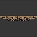 Golden Floral Decorative Architectural Component With Intricate Carved Details And Central Motif