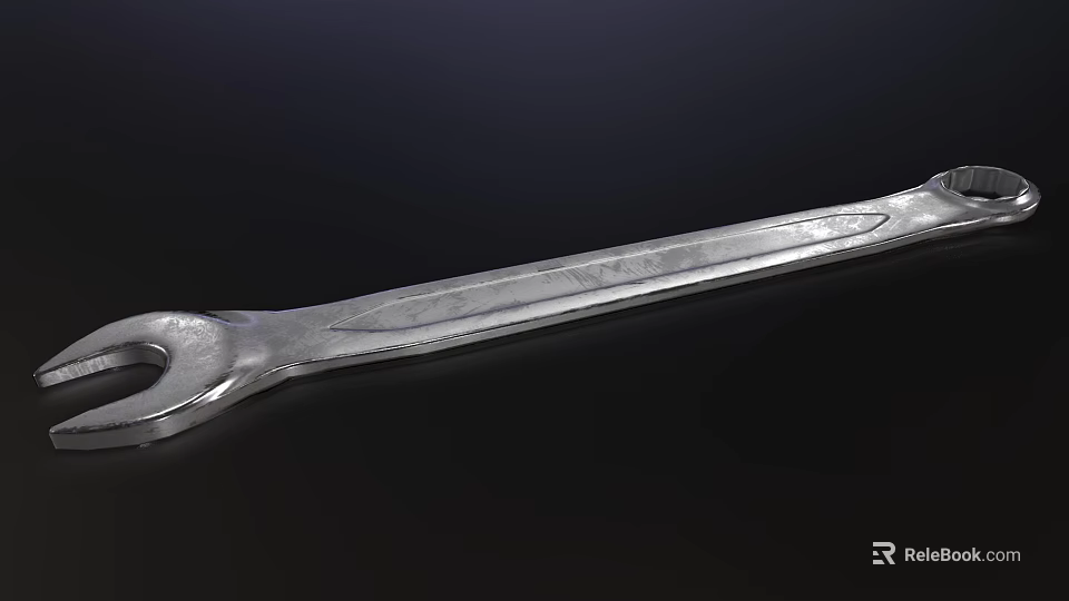 Stainless Steel Open End Wrench Durable Metal Hand Tool For Mechanical Work 3d model 
