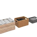Woven Brown Storage Baskets With Handles And Grid Pattern For Home Organization 3d model
