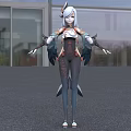 Fantasy Female Character With White Hair Animal Ears And Feather Decorated Costume