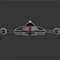 Futuristic Spaceship Featuring Red White Stripes Sleek Design Symmetric Wings And Cockpit