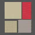 Various Textured Wall Panels With Beige Grid Red Vertical Stripes And Gray Hexagonal Patterns 3d model