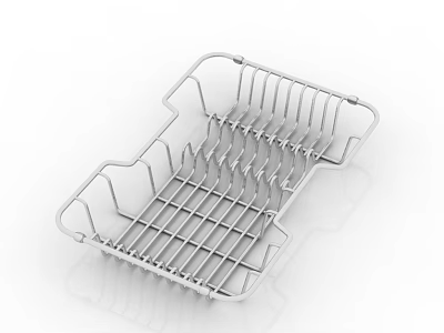 Stainless Steel Kitchen Dish Drying Rack With Grid Design And Drying Slots 3d model