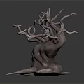 Wooden Stone Decorative Sculpture With Natural Twisted Branches And Root Design 3d model