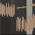 Modern Chandelier with Slender Cylindrical Lights and Metallic Gold Frame for Contemporary Interior Illumination