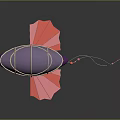 Purple Hot Air Balloon With Net Structure Pink Basket And Streamer Decorations