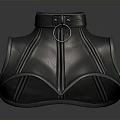 Fashionable Black Leather Sleeveless Vest Featuring High Collar And Metal Ring Stitched Design
