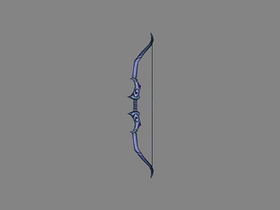 Detailed Decorative Bow Weapon 3D Model With Ornate Carvings And Curved Purple Design 3d model
