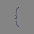 Detailed Decorative Bow Weapon 3D Model With Ornate Carvings And Curved Purple Design