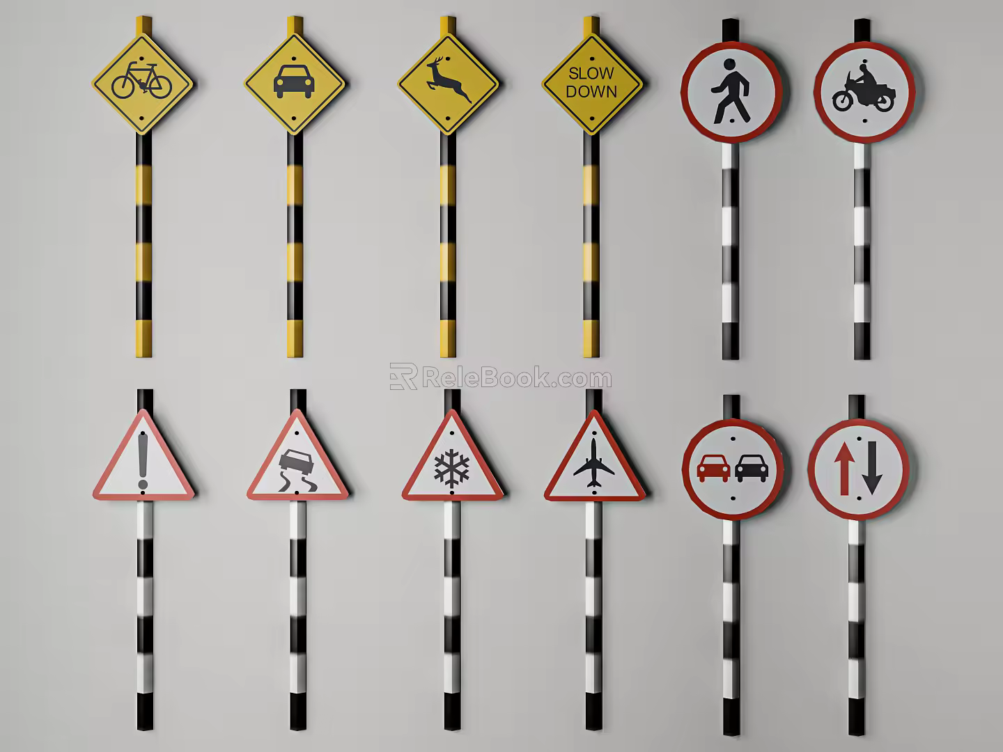 Modern Road Signs Traffic Signs 3d model