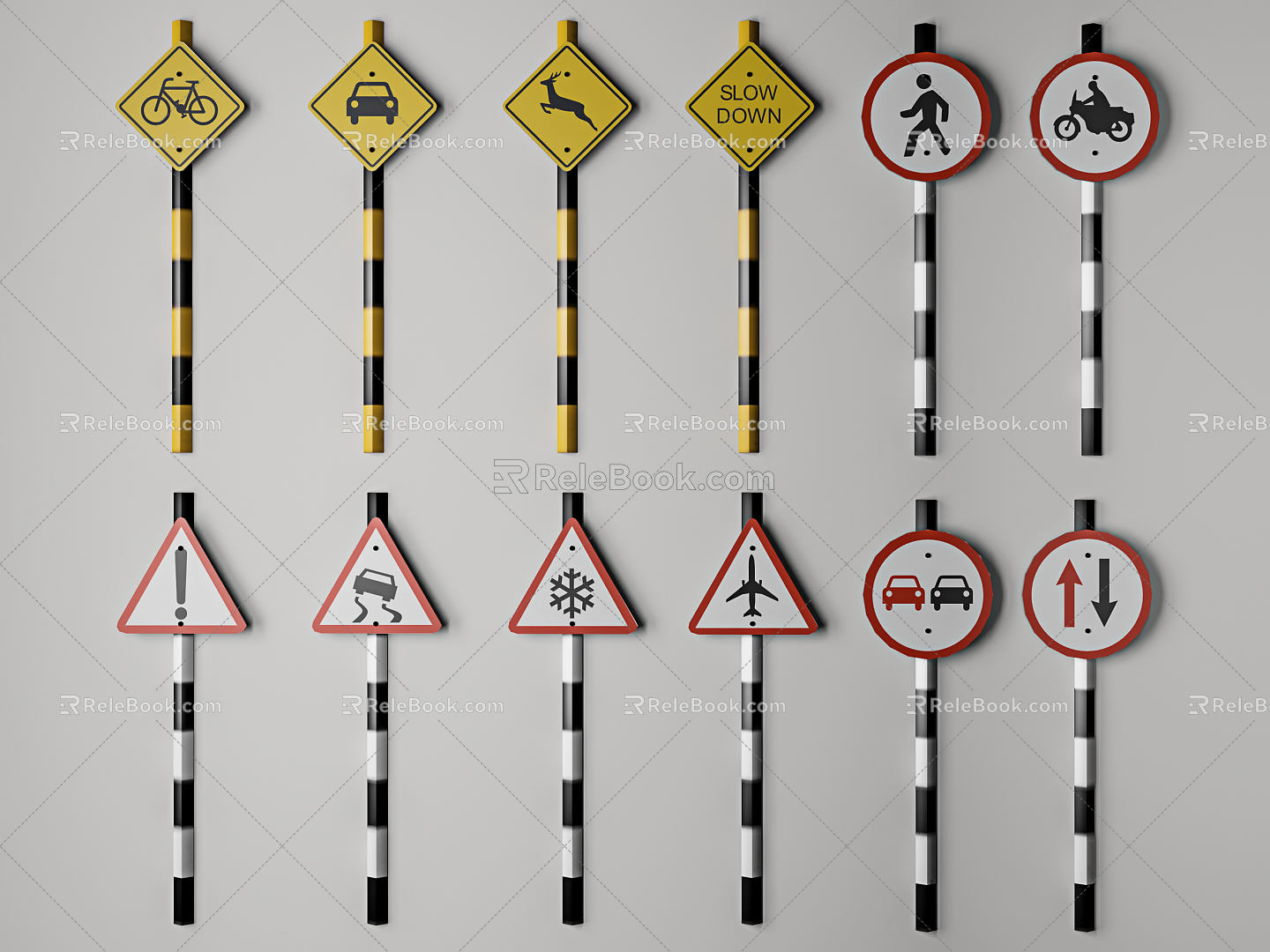 Modern Road Signs Traffic Signs 3d model