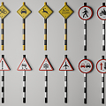 Modern Road Signs Traffic Signs 3d model