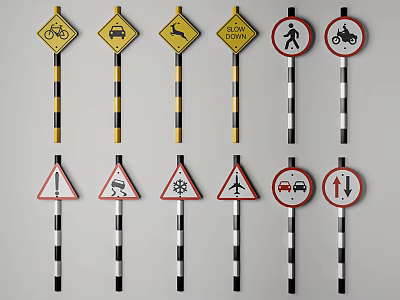 Modern Road Signs Traffic Signs 3d model