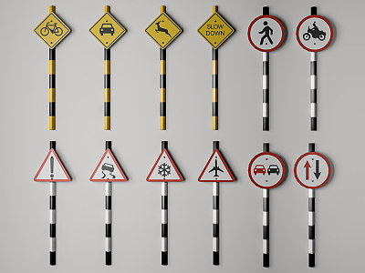 Modern Road Signs Traffic Signs 3d model