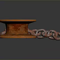 Rusty Orange Metal Reel With Rustic Chain For Daily Household Supplies