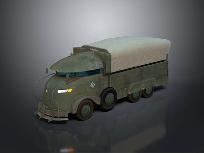 Military Green Tank With Canvas Cover And Track Wheels Design 3d model