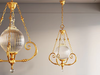 European-style metal chandelier crystal lamp 3d model