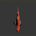 Vibrant Red Fish 3D Rendered with Scales Fins and Eyes on Dark Background