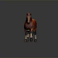Chestnut Horse Figurine With Black Mane Tail And White Legs On Gray Background