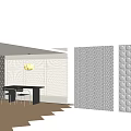 Modern Decorative Room Divider With Geometric Pattern In Interior Space Design 3d model