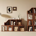 Middle Ancient Decorative Cabinet Bookshelf 3d model