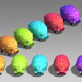 Vibrant Colorful Hedgehog Toy Models In Various Colors Arranged In Rows