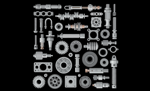 Modern 2D Mechanical Machine Parts Gear Unit Industrial Silhouette 3d model