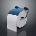 Sturdy Metal Toilet Paper Holder With Blue Top And White Roll On Shiny Surface
