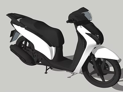 Stylish Black And White Scooter With Streamlined Design Front Headlight And Comfortable Seat 3d model