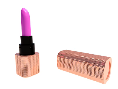 Elegant Purple Lipstick Cosmetic Product With Copper Perforated Textured Case And Open Design 3d model