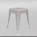 Modern Minimalist White Stool with Hexagonal Seat and Sturdy Metal Legs