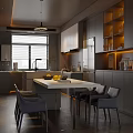 Modern Living Dining Room Interior Design With Venetian Blinds And Sofa Coffee Table