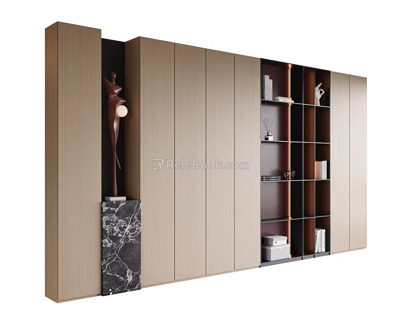 Italian Modern Decorative Cabinet Bookshelf Study Bookcase Living Room Decorative Cabinet Open Bookcase Office Bookcase Customized Bookcase Multifunctional Decorative Cabinet Book Accessories 3d model