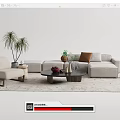 Quiet Sofa Tea Table Combination Sofa Coffee Table 3d model