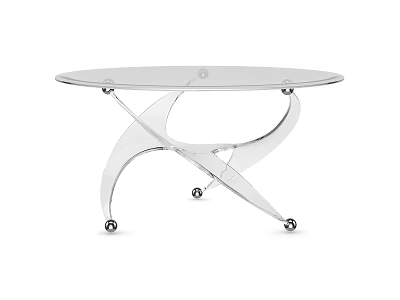 Modern Sofa and Coffee Table Set with Transparent Top Curved Acrylic Legs and Wheels 3d model