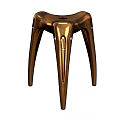 Modern Metallic Copper And Silver Stools With Slim Legs And Rivet Details