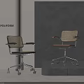 Modern Sleek Office Chair With Mesh Back Armrest Metal Base And Rolling Wheels