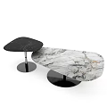 Modern Marble Coffee Tables With Black And White Gold Vein Design And Metal Base
